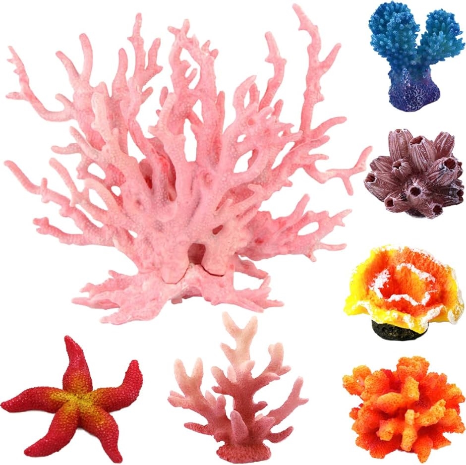 人工珊瑚 アクアリウム オブジェ サンゴ礁 水槽用品( ピンク＋6個セット)｜zebrand-shop