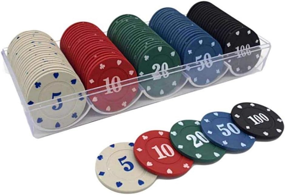 カジノチップ 100枚 カジノチップセット ポーカー ポーカーチップ 蓋付き