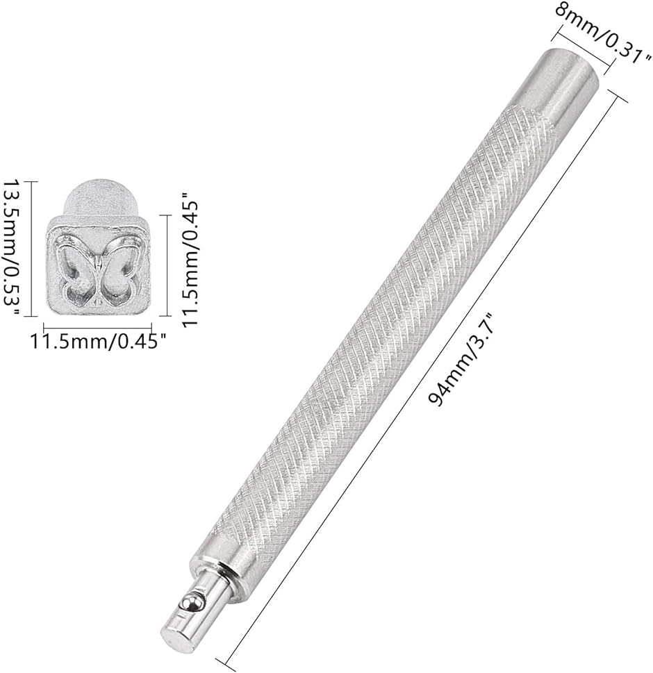 32個 レザークラフト 刻印 ステンレス ポンチ 革 打刻印 打ち具 1個のハンドル付 DIYジュエリーマーキング用 MDM