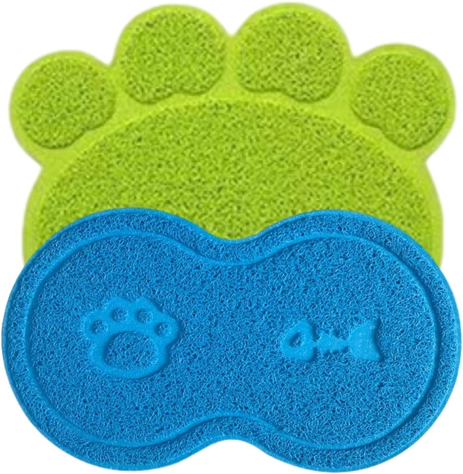 ネコトイレ 飛散防止 洗える ペットトイレ ネコ砂取り マット ペット用品 2枚セット( 緑青F)
