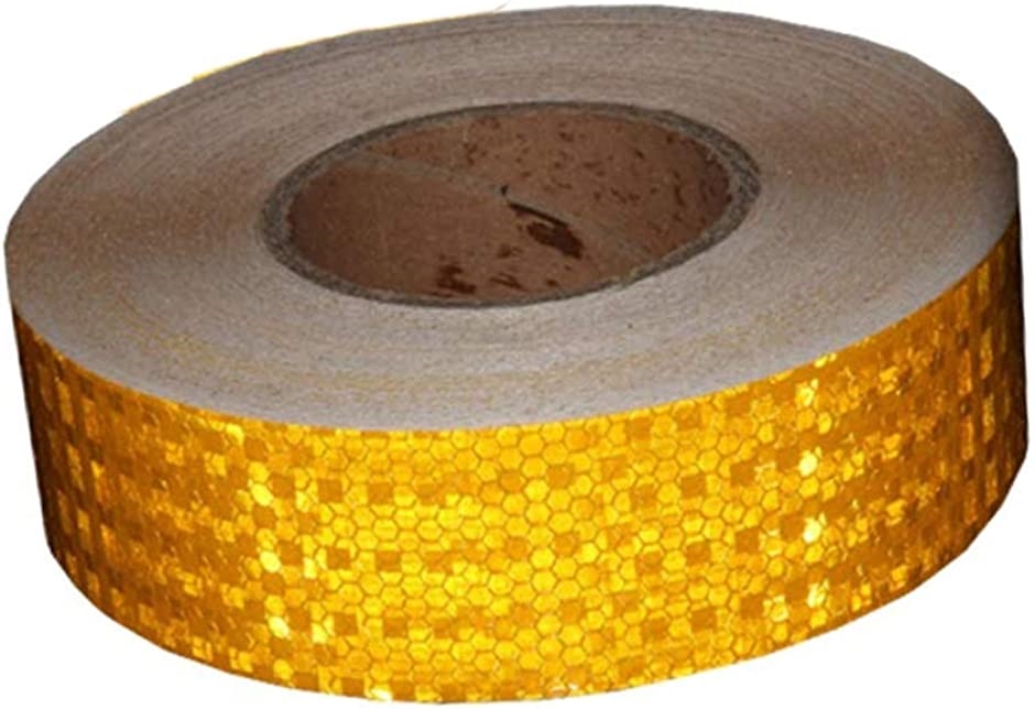 蛍光反射 テープ 反射テープ 反射シール 蛍光反射シール 反射警告テープ 蛍光テープ 25m長さx5cm幅(黄色)