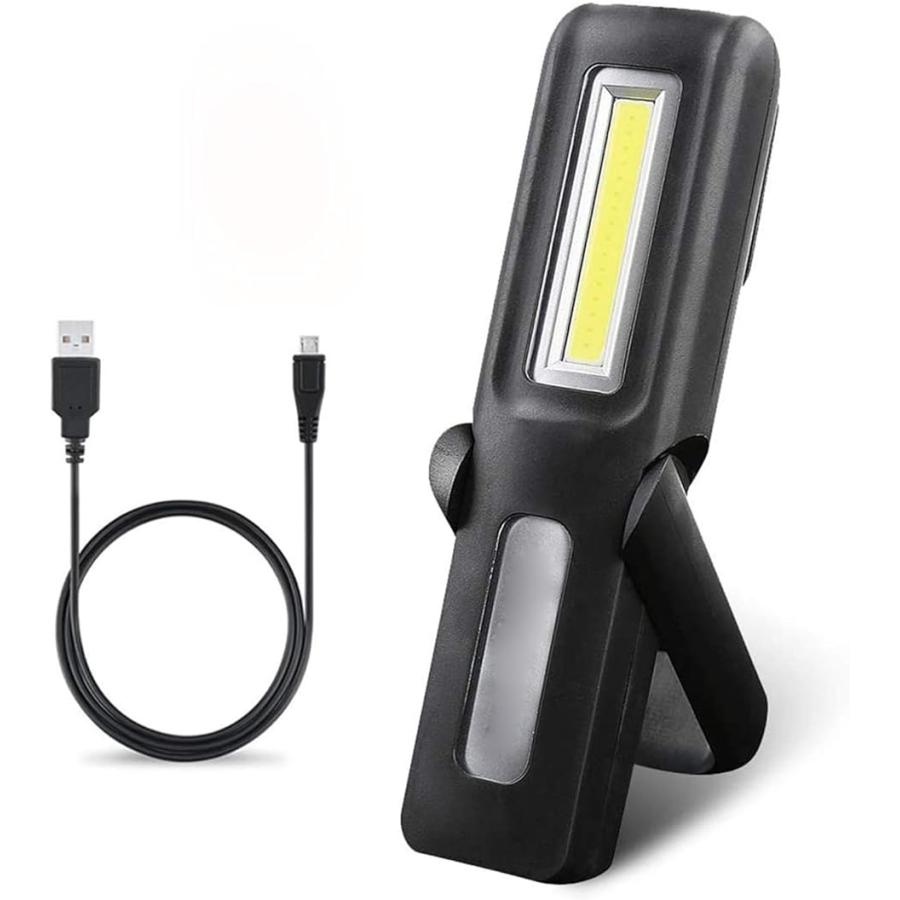 COB 作業灯 LEDワークライト USB充電式 懐中電灯 マグネットスタンド＆フック付き( ブラック)｜zebrand-shop