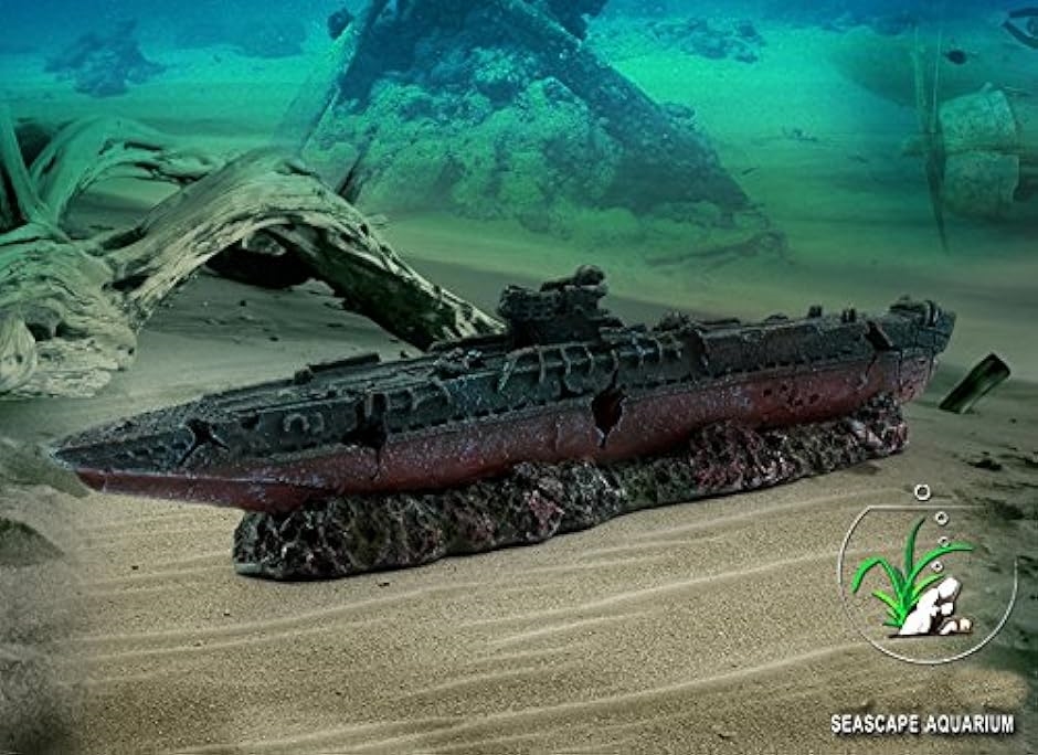 ミリタリー 水槽 Sumera 沈没船 new アクアリウム インテリア オーナメント (航空 母艦 中 小形水槽用)