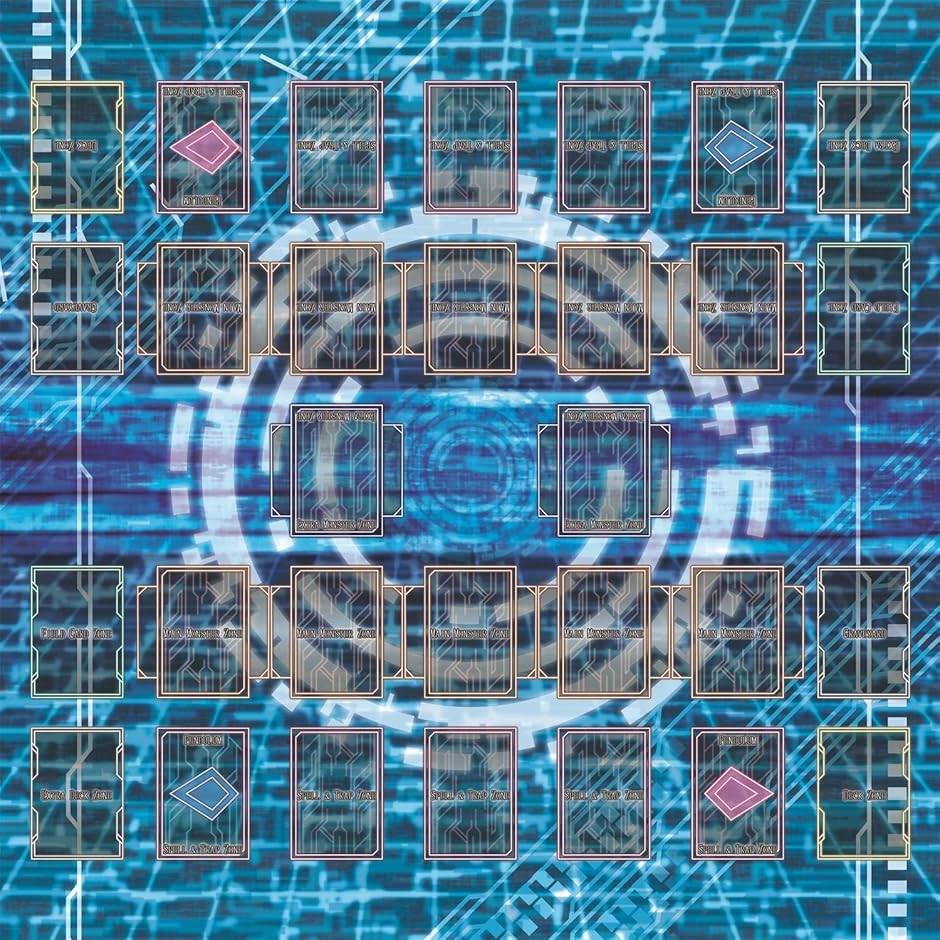 遊戯王 新マスタールール プレイマット ラバーマット リンク召喚 EXゾーン(60x60cm 電脳世界,  60x60cm，厚さ2mm)