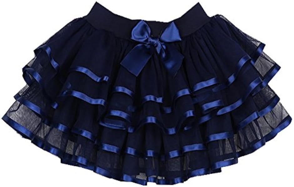 女の子 フリル スカート 4段フリル チュチュ チュール 卒園式 入学式 入園式 フォーマル キッズ 子供( ネイビー,  120)｜zebrand-shop
