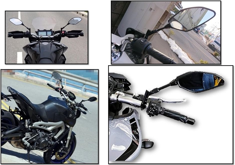 オートバイ バイクミラー ヤマハ 川崎 ホンダ MT-07 MT-09 PCX GROM Z125 8MM 10MM 汎用( ブラック)｜zebrand-shop｜09
