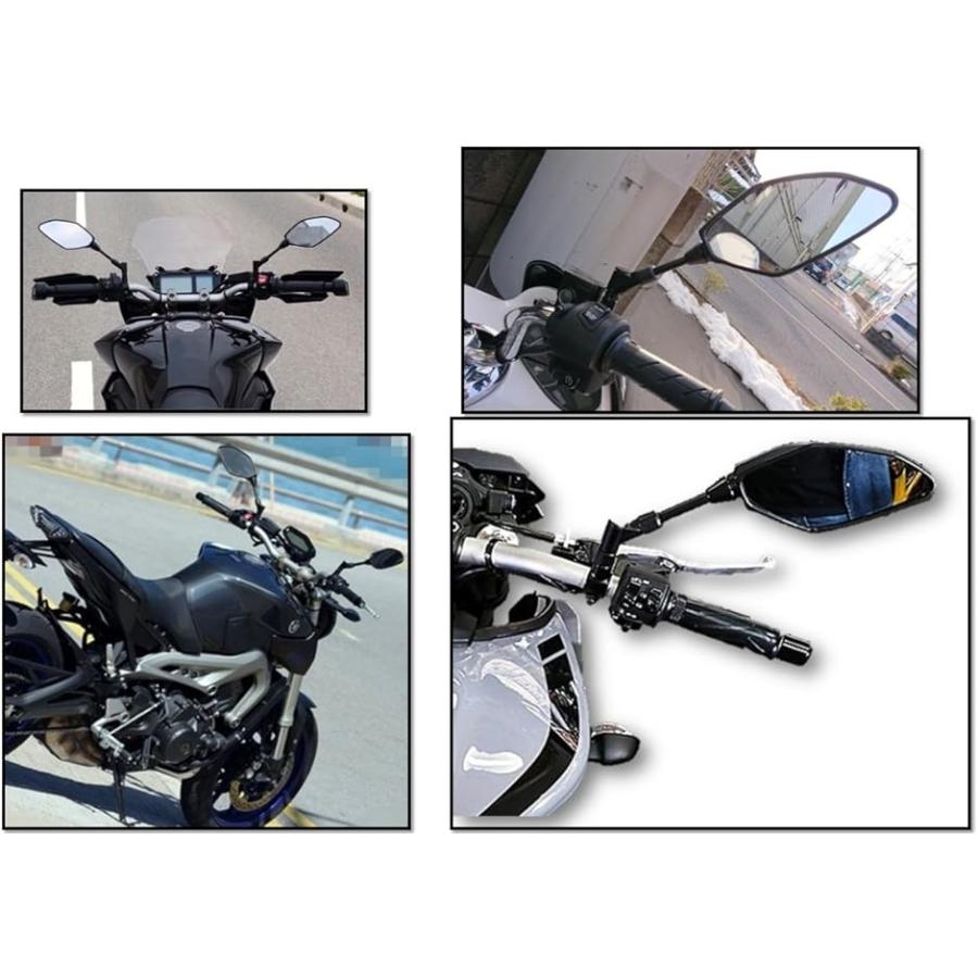 オートバイ バイクミラー ヤマハ 川崎 ホンダ MT-07 MT-09 PCX GROM Z125 8MM 10MM 汎用( ブラック)｜zebrand-shop｜09