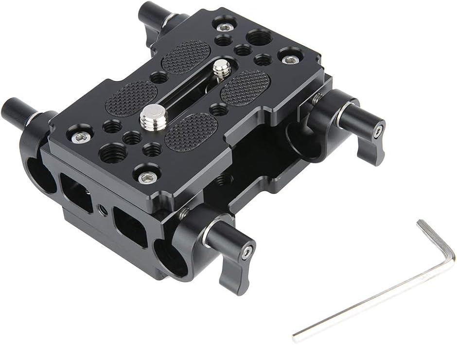 互換品】汎用ベースプレート 15mmロッドクランプ付き 2個セット 1/4と3