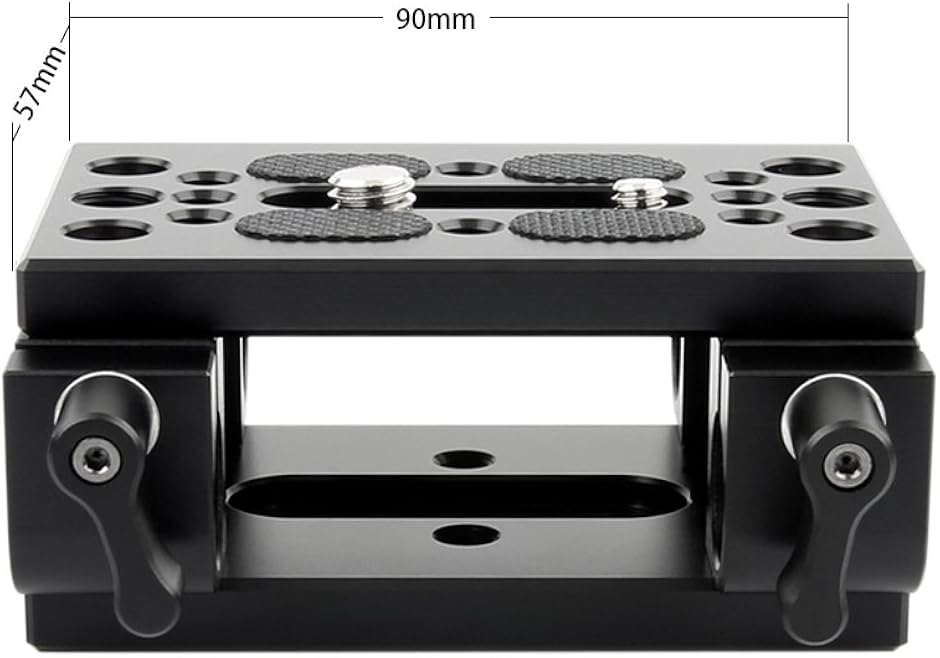 互換品】汎用ベースプレート 15mmロッドクランプ付き 2個セット 1/4と3