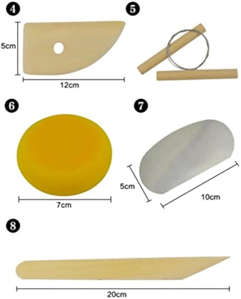 木製 かきべら 13点セット 陶芸道具 彫刻 粘土細工 クリーニングクロス付き フィギュア製作 などにも HH-0002-MM｜zebrand-shop｜03