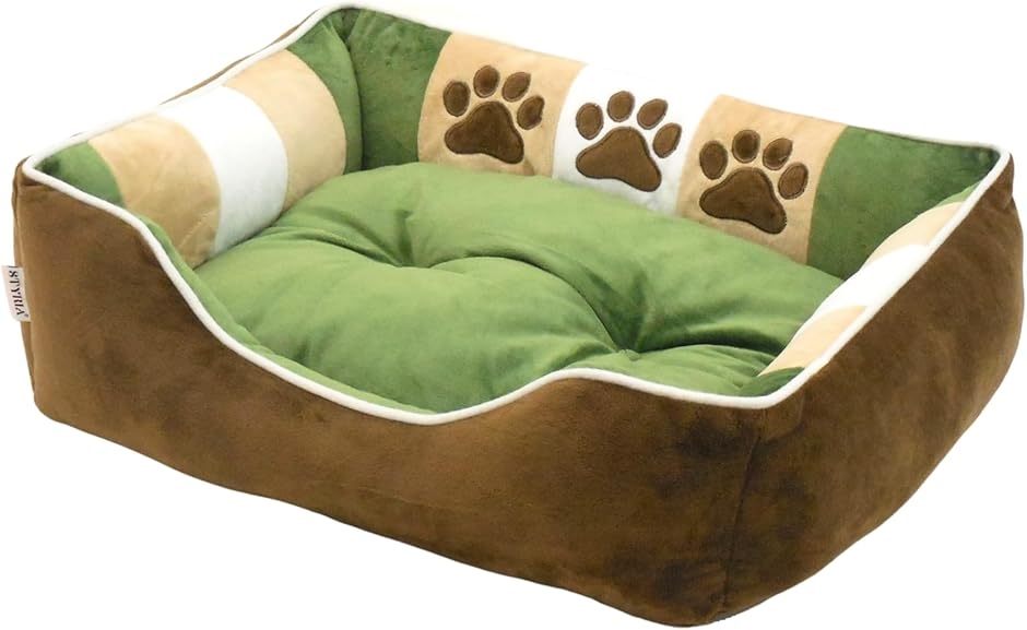 犬 猫 ペット ベッド ペットベッド 通年 オールシーズン 洗える かわいい(グリーン, 50L x 42W x 14H cm)