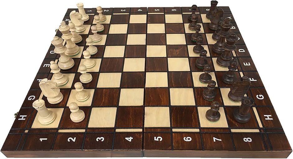 ポーランド製 ハンドメイド・チェスセット Wegiel Chess No.4 + チェッカー バックギャモン B日本正規品