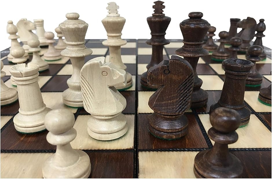 ポーランド製 ハンドメイド・チェスセット Wegiel Chess No.4 + チェッカー バックギャモン B日本正規品｜zebrand-shop｜04