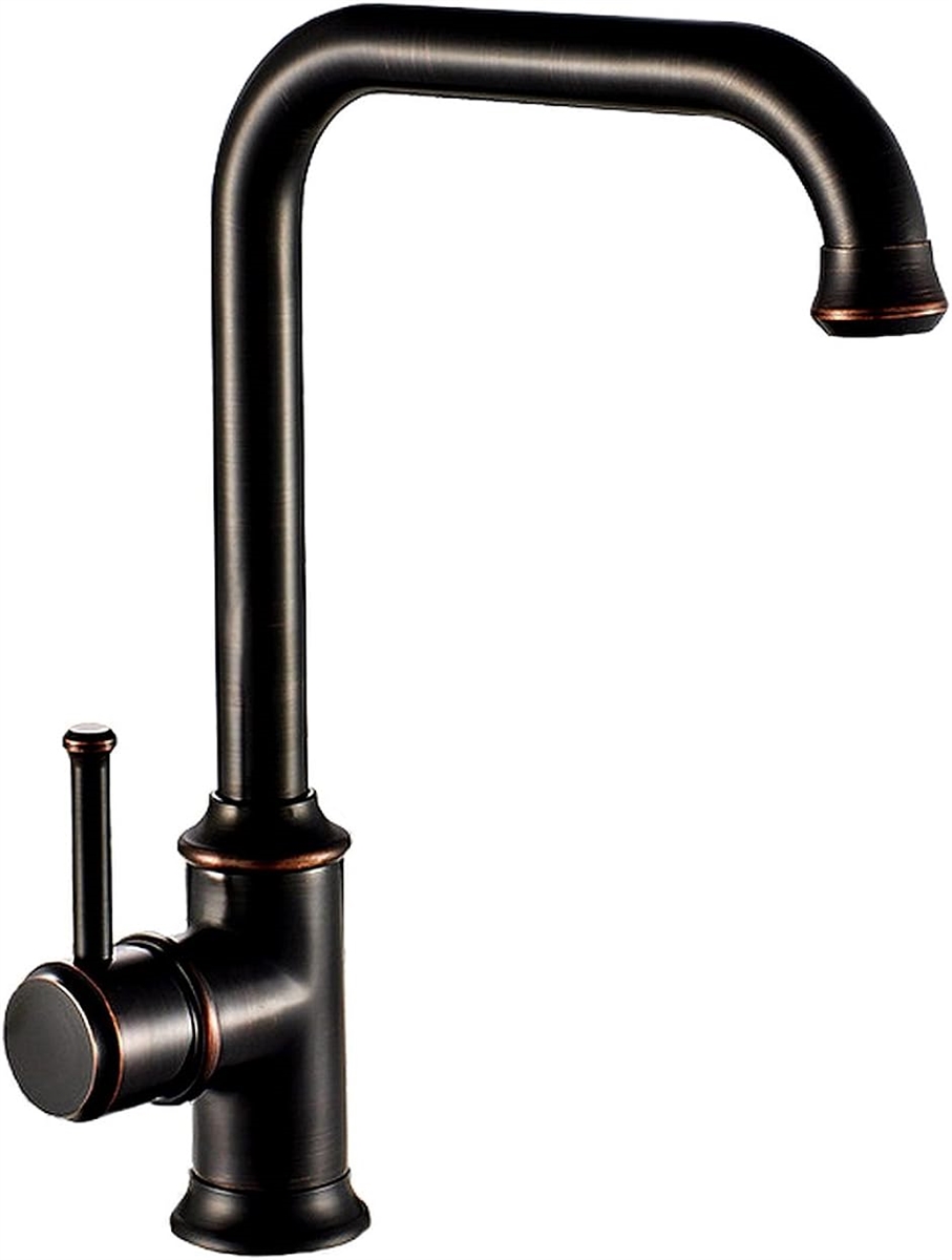 洗面用 アンティーク 混合水栓 蛇口 シングルレバー ロング水栓 トール水栓 L型 手洗いボウル SK89( ブラック)