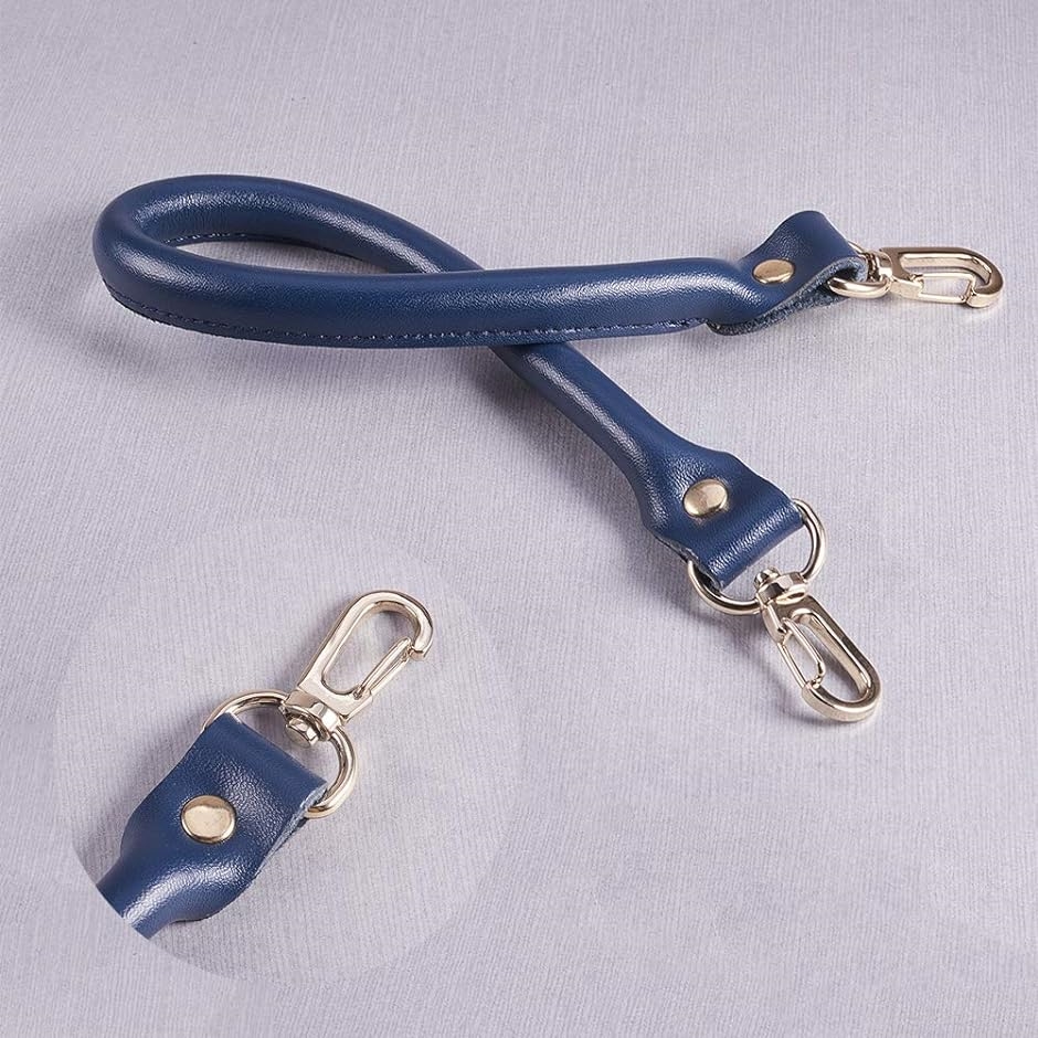 2個 かばん 持ち手 ナスカンホック式 取っ手 着脱式 金具つき バッグ用ハンドル MDM( 紺,  40cm)