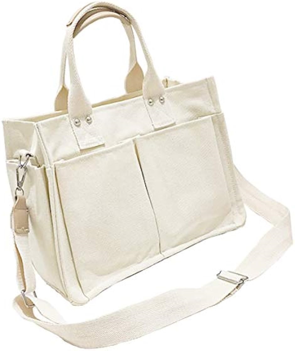 母の日 キャンバス トートバッグ ポケット 多収納 帆布 ショルダー