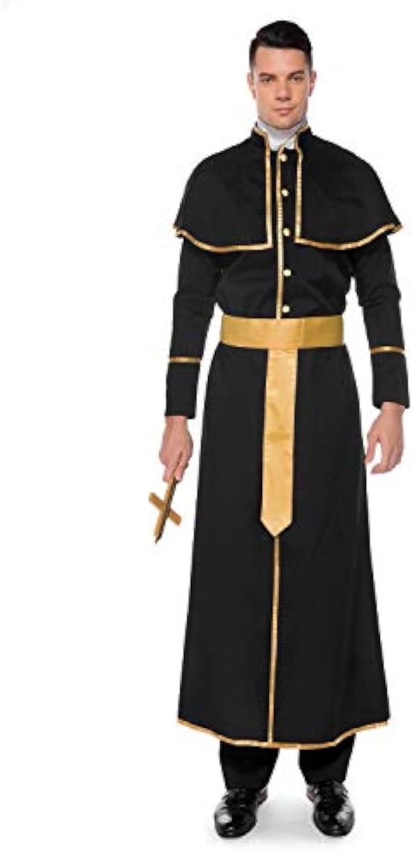 神父 コスプレ 宣教師 コスチューム 修道士 衣装 司祭 仮装 メンズ キリスト XLサイズ( ブラック,  XL)