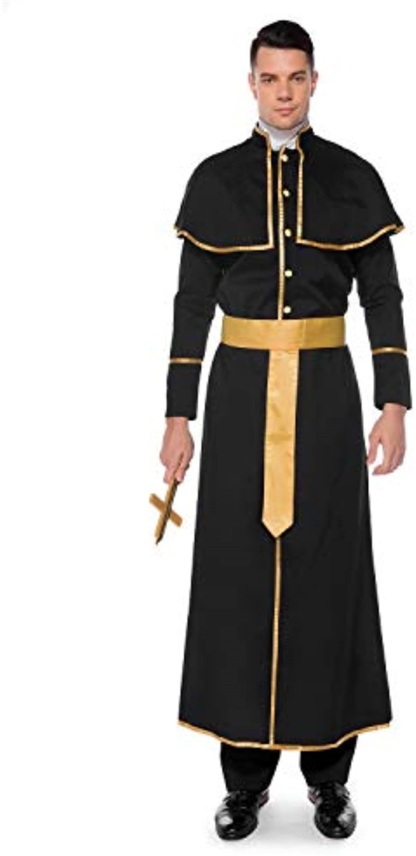 神父 コスプレ 宣教師 コスチューム 修道士 衣装 司祭 仮装 メンズ キリスト Lサイズ( ブラック,  L)