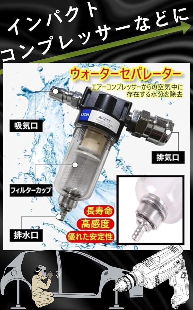 ウォーター セパレーター エアー レギュレーター 1/4 ネジ用 ソケット