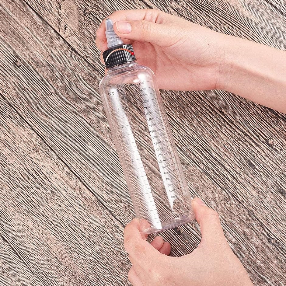 8個セット230ml目盛りドロッパーボトル ツイストキャップ クリアボトル グルー オイル 水絵具 液体容器 滴瓶( 230ml)｜zebrand-shop｜06
