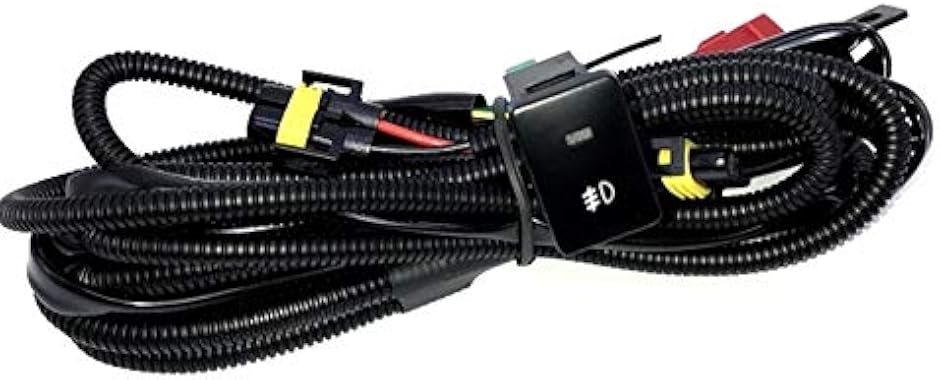 【互換品】フォグランプ用 スイッチ付きリレーハーネスセット リレーハーネス2灯 h4 d2 12v(リレーハーネスのみ,  スイッチ付き) | ブランド登録なし