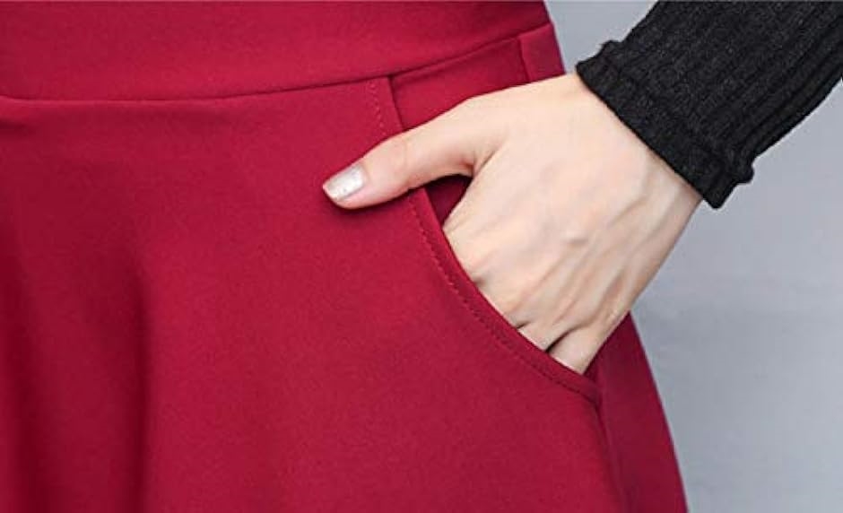 無地 シンプル ロング スカート ポケット 付き レディース 78 cm ロングスカート レッド L( 78 レッド,  02.L)｜zebrand-shop｜07