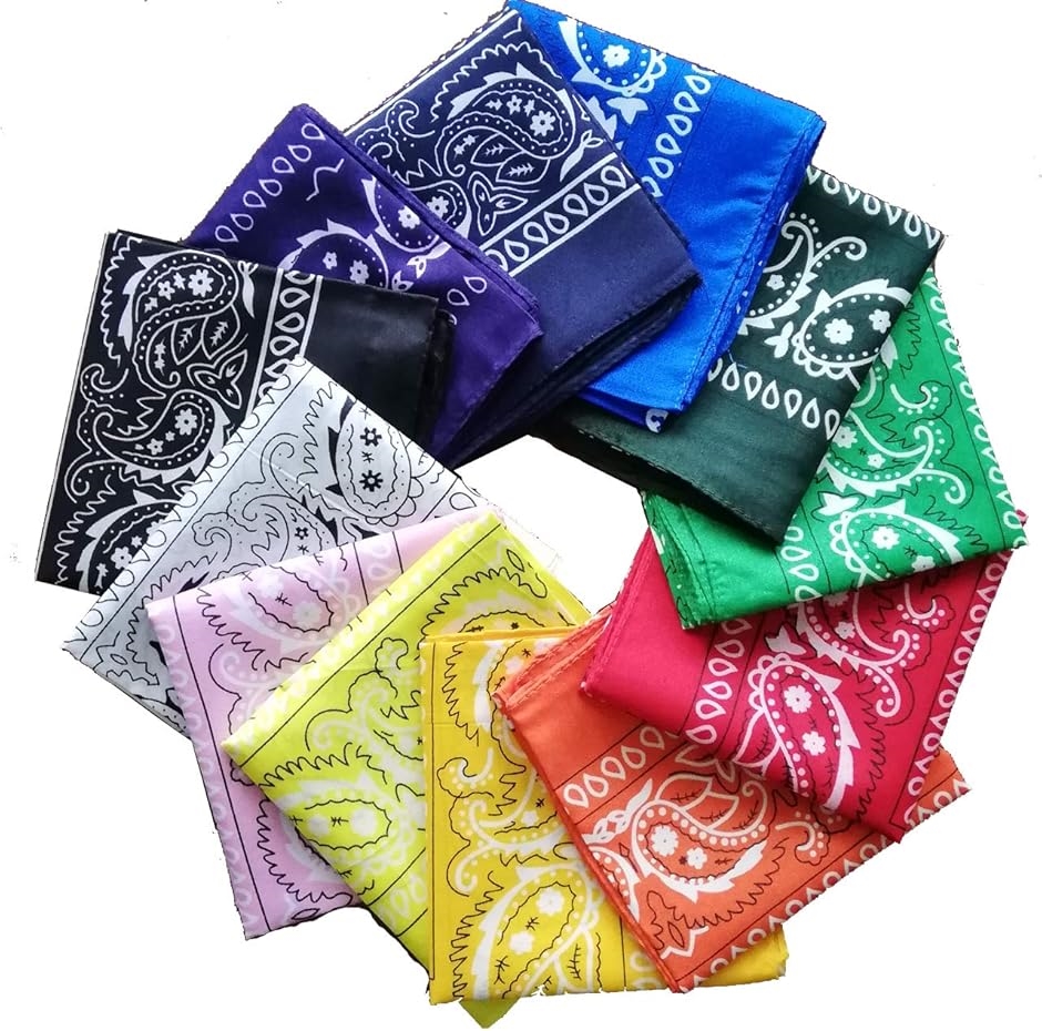 【さくら】バンダナ/ペイズリー/大判サイズ(エメラルド)【新品/美品】 バンダナ 12枚 セット ペイズリー 柄 コットン 大判 サイズ