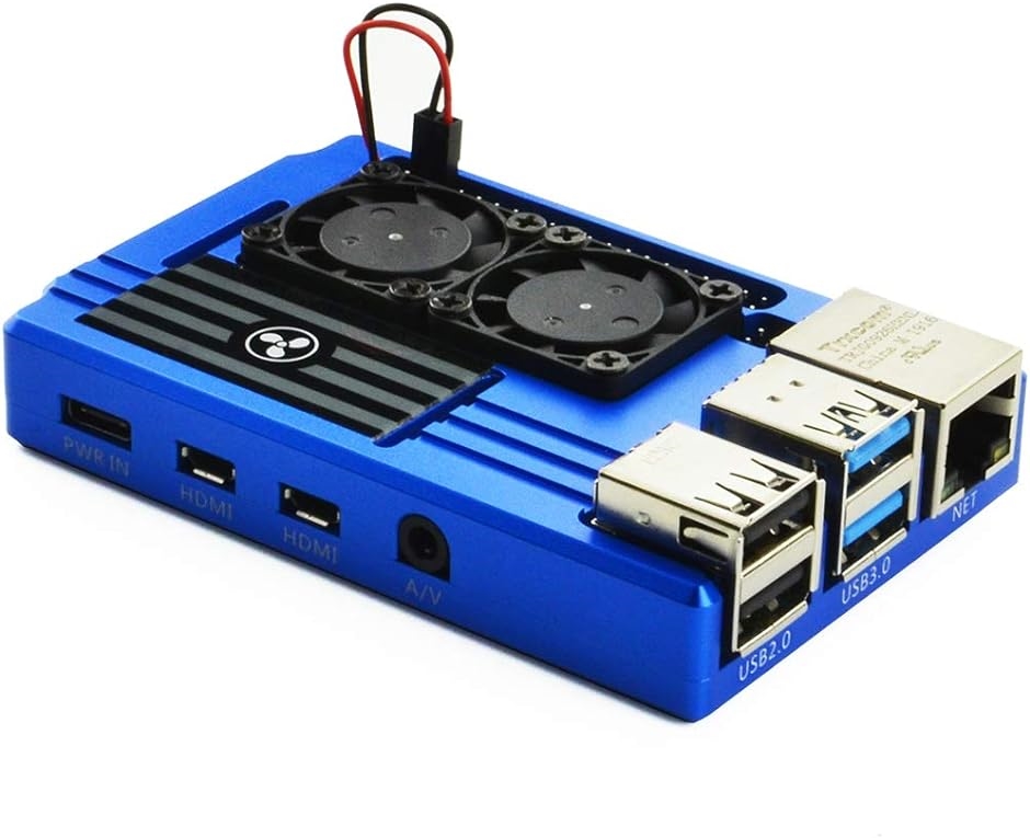 Raspberry Pi 4ケース デュアル冷却ファン付き アルミニウム合金ケース 自動温度調整( ブルー+冷却ファン)｜zebrand-shop