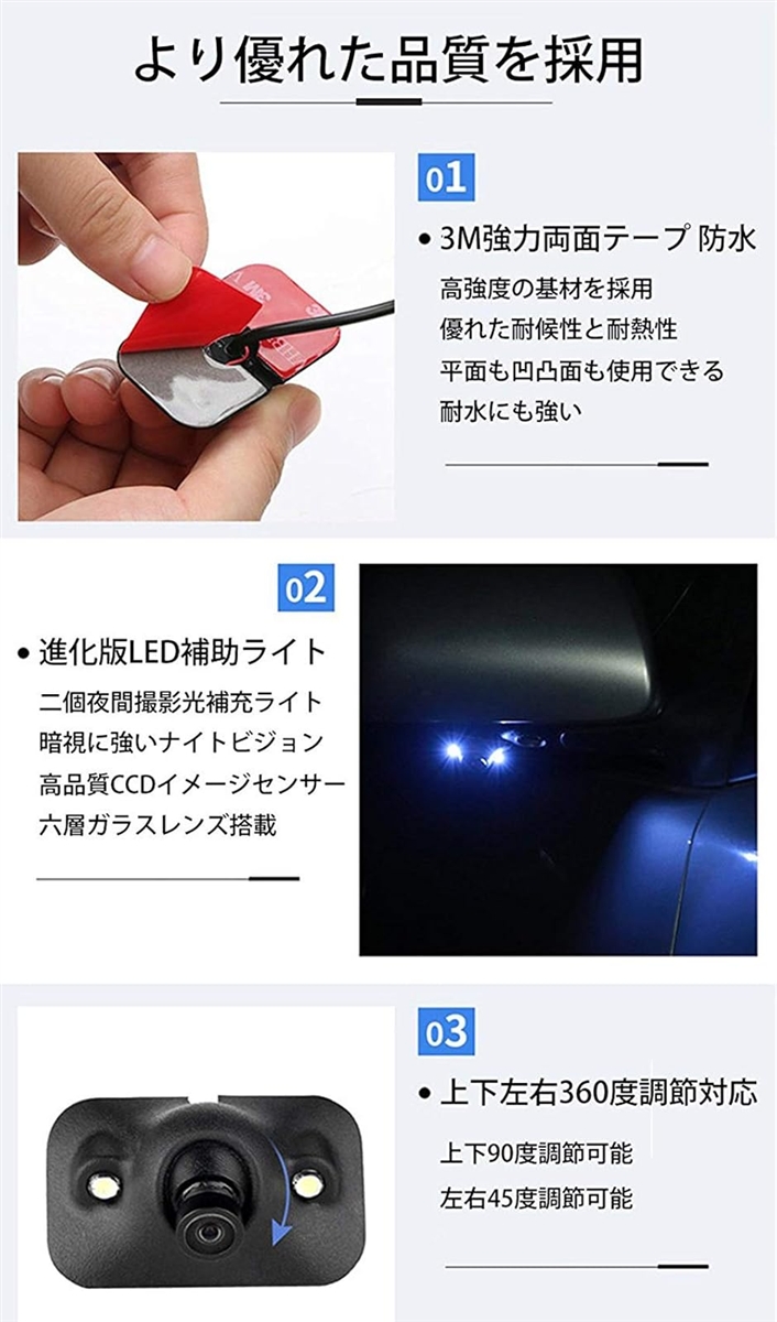 5インチLCDモニター サイドカメラセット サイド死角確認 明暗センサー