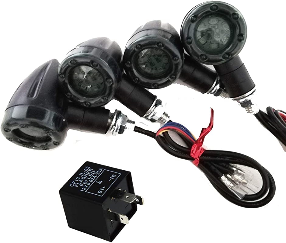 バイク LED ウインカー 汎用 前後 左右 4個セット ブレーキランプ 連動 リレー付( 3ピンタイプ)｜zebrand-shop