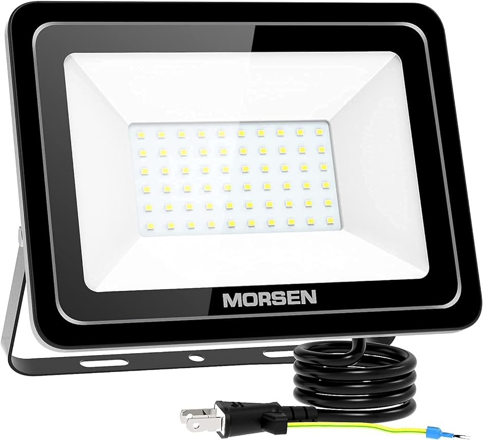 超薄型・明るいMORSEN LED投光器 LED作業灯 60W 800ｗ相当 SMD チップ 昼光色( 昼光色6500K,  60W)