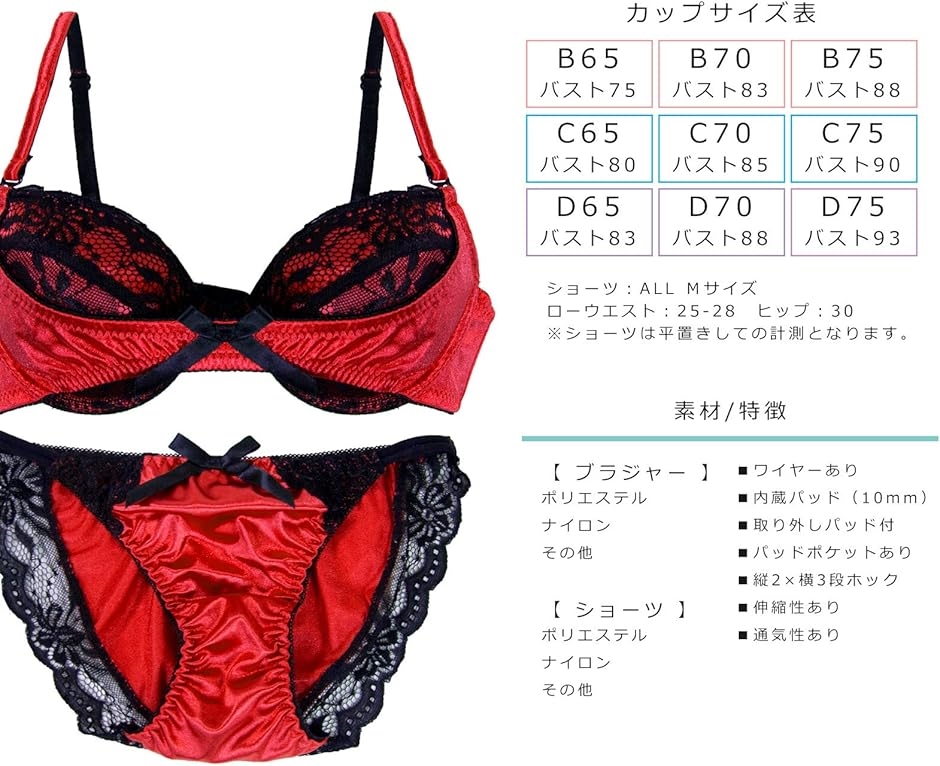 レース装飾の赤いブラジャーショーツセット ワコール 赤いレースブラジャーショーツセット