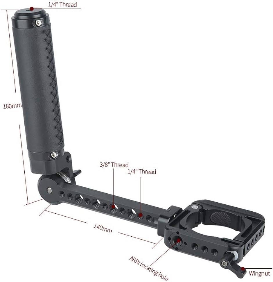 ロゼットレザーハンドグリップ ＋ DJI Ronin S専用クランプ 延長ロングアーム付き 360度回転可能 Sに適用 MDM( ブラック)