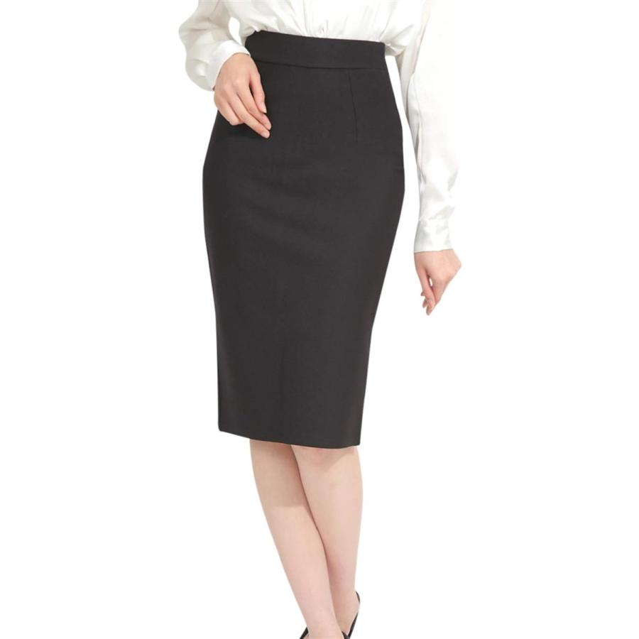 ペンシル スカート タイト 大きいサイズ ひざ下 ミディ丈 オフィス スーツ 用 バックスリット e543( ブラック,  L)｜zebrand-shop