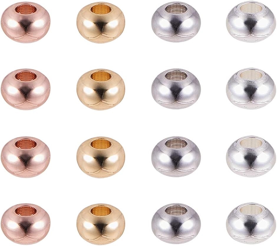 約80個/セット 4色 大穴ビーズ 6x3mm