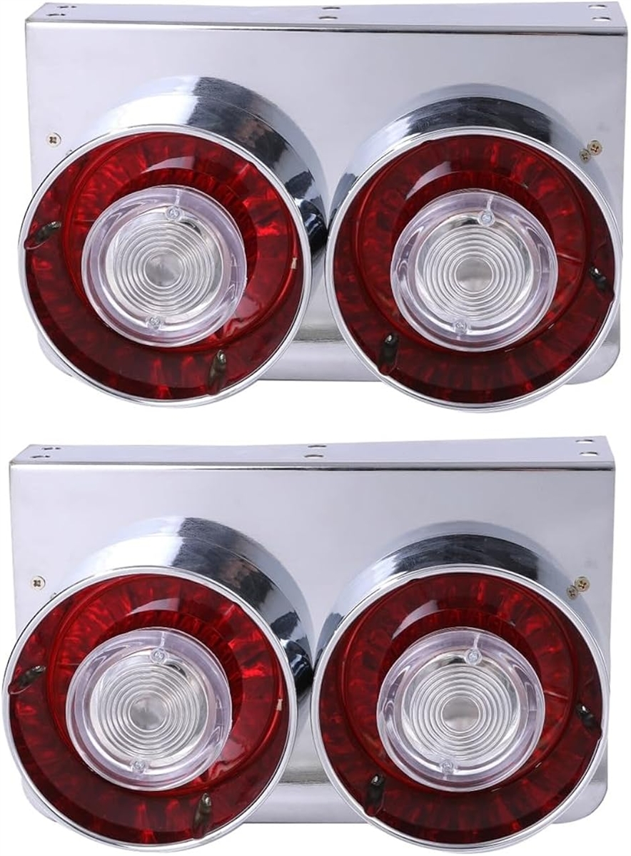 24V 2連 丸型 テールランプ レトロ ロケット ウインカー 2個 左右 セット クリアー オレンジ レンズ 各種 (クリアーレンズ)の画像