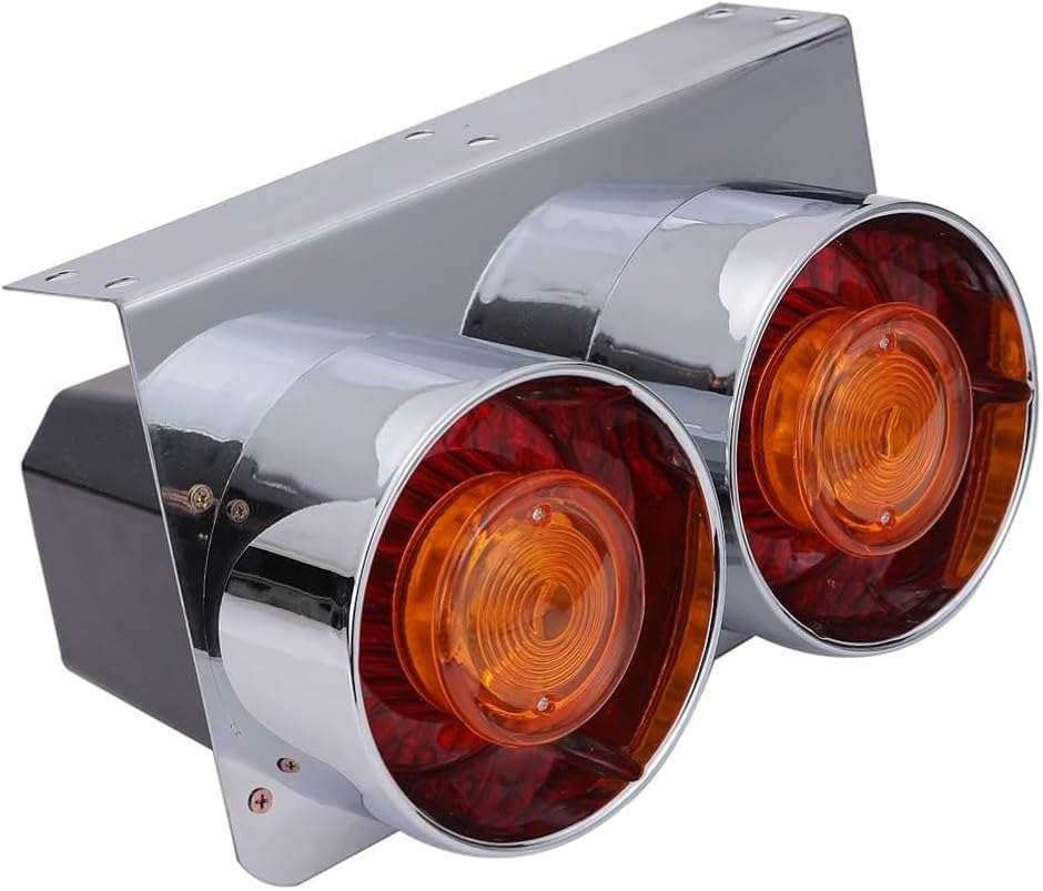24V 2連 丸型 テールランプ レトロ ロケット ウインカー 2個 左右 セット クリアー オレンジ レンズ 各種 (オレンジレンズ)の画像