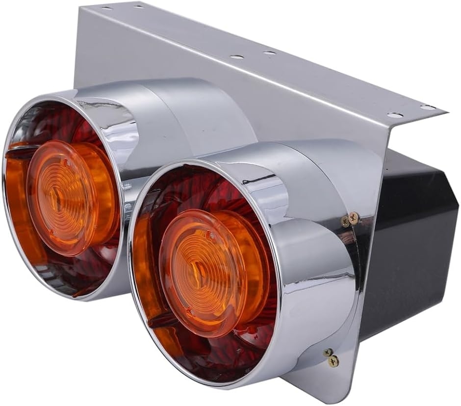 24V 2連 丸型 テールランプ レトロ ロケット ウインカー 2個 左右 セット クリアー オレンジ レンズ 各種 (オレンジレンズ)の画像