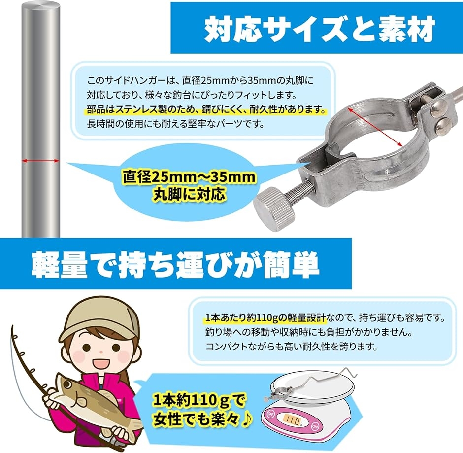 ヘラブナ 釣り台 サイド ハンガー 部品 網 ...の詳細画像4