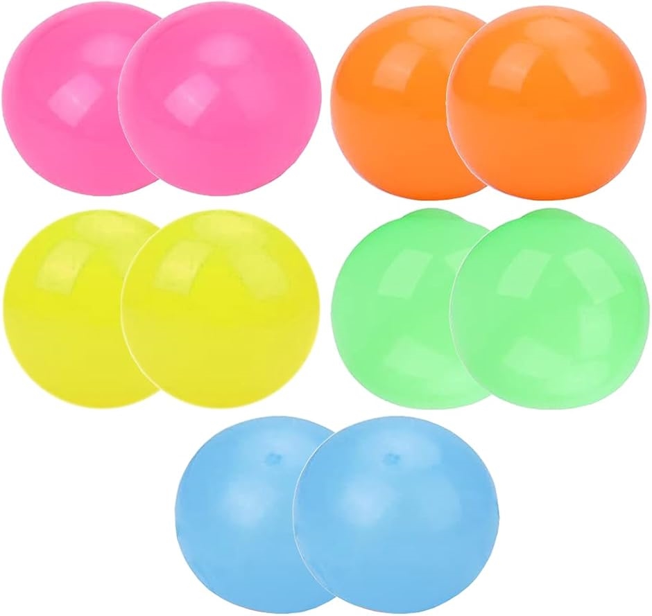 シリコンボール 蛍光粘着ボール ストレス解消 スクイーズ ウォールボール 6cm( 10点セット)