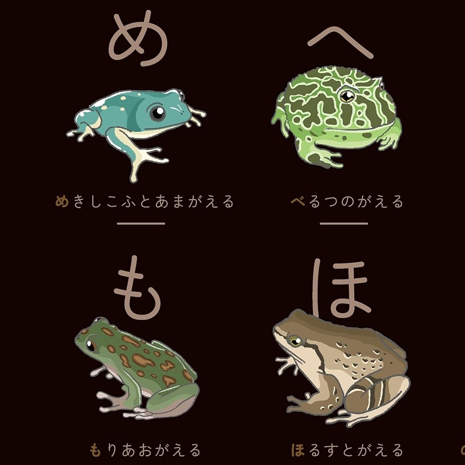 カエルのあいうえお 蛙のひらがな表 50音表 A3サイズ こだわり
