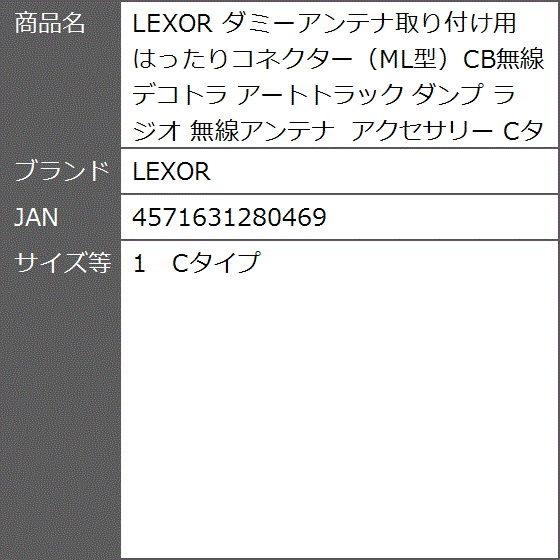 ダミーアンテナ取り付け用 はったりコネクター ML型CB無線 デコトラ アートトラック ダンプ ラジオ 無線アンテナ( 1 Cタイプ) :  2b958v91qt : ゼブランドショップ - 通販 - Yahoo!ショッピング