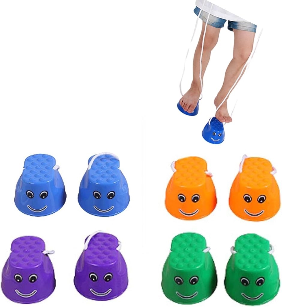 子供青x2+緑x2+オレンジx2+紫x2 パカポコ ぽっくり 4ペアセット たけうま 玩具 バランスゲーム