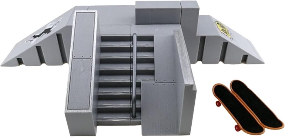 指スケ パーク 指スケボー キット フィンガーボード スロープ 指スケートボード デッキ2個付き シルバー(タイプA)