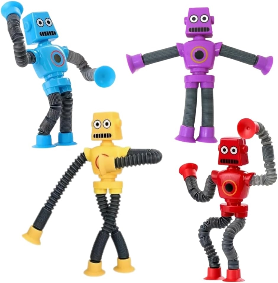 Yahoo! Yahoo!ショッピング(ヤフー ショッピング)ロボット おもちゃ 吸盤 ポップチューブ 伸縮 面白い 光る 玩具 4色セット