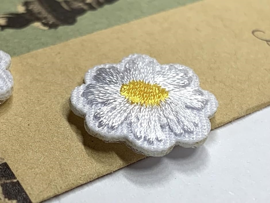 ワッペン アイロンワッペン デージー 10枚セット 17ｍｍ アイロン接着 アップリケ 刺繍 花 モチーフ( 白,  17ｍｍ) | ブランド登録なし | 02