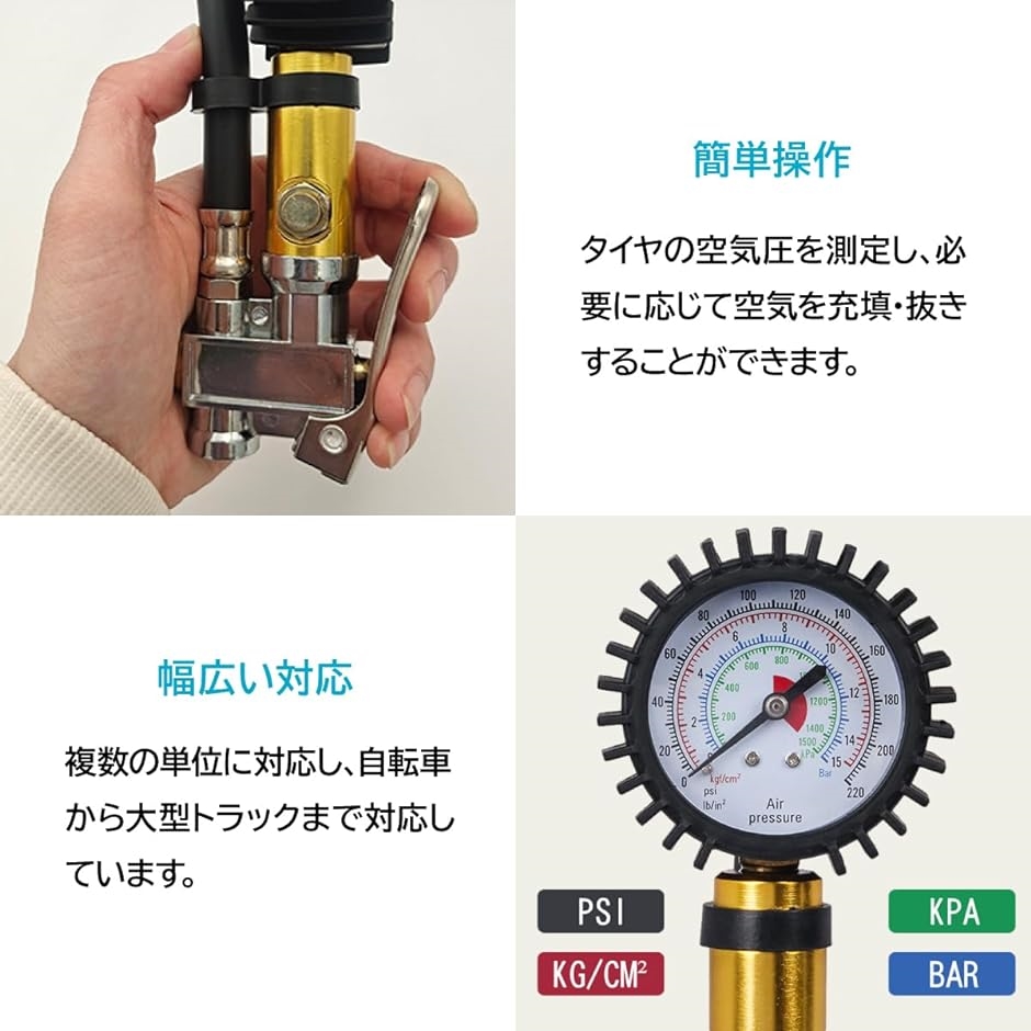 タイヤ空気圧ゲージ 自動車用エアゲージ ブラック｜zebrand-shop｜03