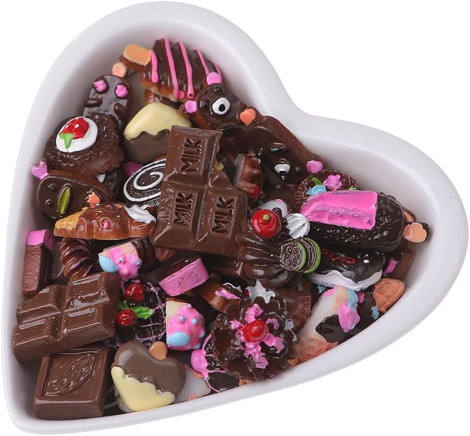 デコパーツ 100個 チョコレート お菓子 ハンドメイド ロリポップ スマホ 携帯 大量 大き目 黒