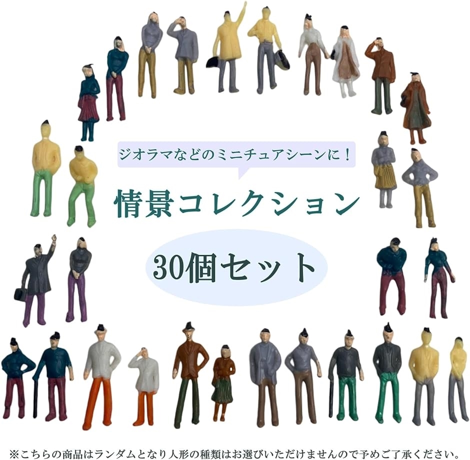 情景コレクション 1:75 模型人形 30個セット ランダム 情景小物 人間