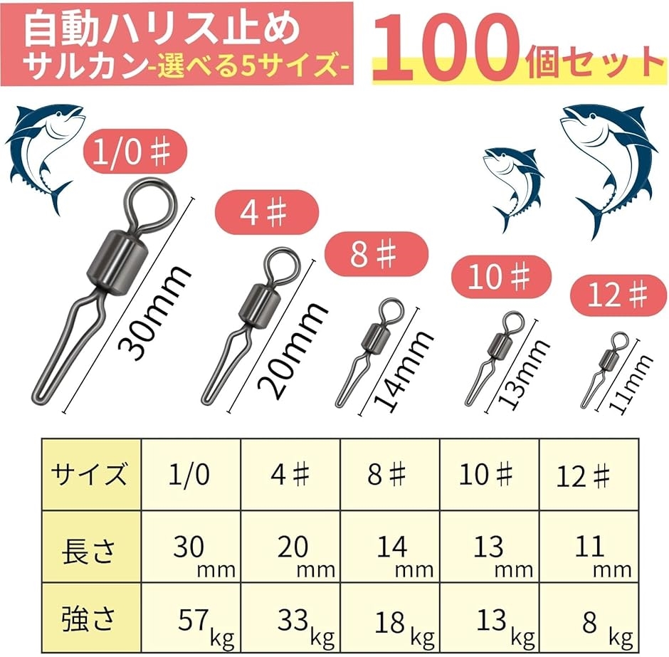 ハリス止め サルカン 100個 自動ハリス止め...の詳細画像5